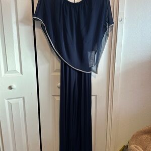 MSK Navy Blue Jumpsuit with White Trim